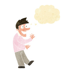 cartoon excited man with thought bubble