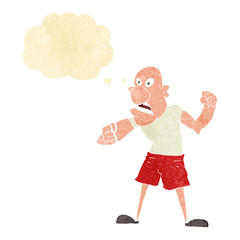 cartoon violent man with thought bubble