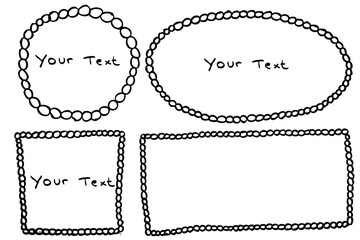 Hand Draw sketch of four Frame f Circle, isolated on white