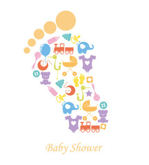 baby shower card. Baby icons