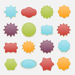 Sticky badges stars and clouds tags vector set