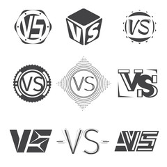 Versus letters logos. Competition icons vector set