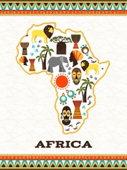 Africa map with african icons