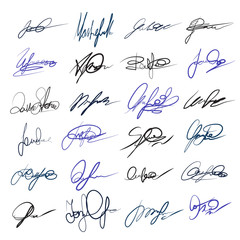 Handwritten personal signatures vector set