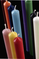group of colorful cylindrical candles l