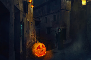 The intruder on Halloween!/  Dark alley not go one on Halloween!