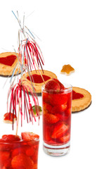 Image of strawberry cocktails and cakes