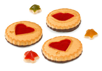 various cakes on rays  background