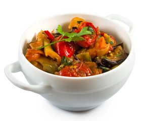 isolated image of plates of ragout
