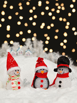 Snowmen in the Christmas night