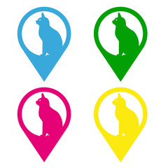 Icono plano punteros con gato varios colores