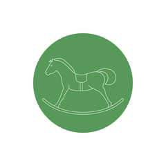 Linear  Icon of a Rocking Horse, Colorful Round Icons Rocking Horse , Icon of Christmas Decorations,  Vector Illustration