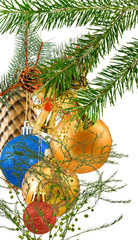 Christmas decorations on the Christmas tree close-up