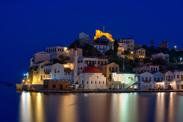 Fototapeta na wymiar Night view of Kastellorizo - Greece