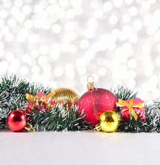Christmas decorations on a silvery background
