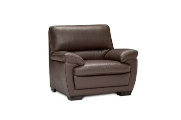 Luxury leather brown armchair isolated on white background