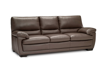 Luxury leather brown sofa isolated on white background