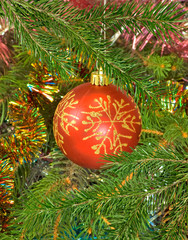  beautiful Christmas decorations on Christmas tree background