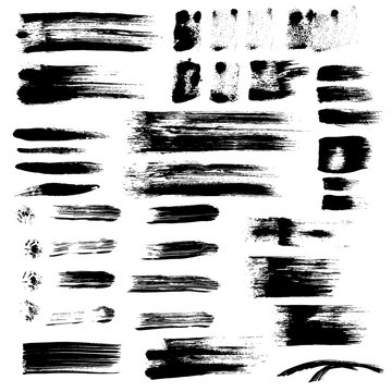 Black paint brush strokes collection