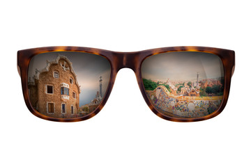 Sunglasses with beautiful view of Park Guell