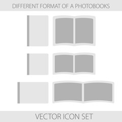 Fototapeta na wymiar Icon set of format of photobooks