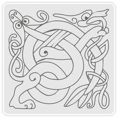 set of monochrome icons with celtic art and ethnic ornaments for your design
