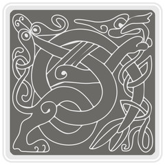 set of monochrome icons with celtic art and ethnic ornaments for your design