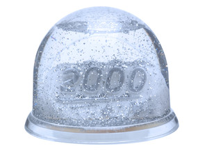 Glitterkugel mit Jahr  2000