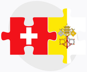 Switzerland and Holy See - Vatican City State Flags