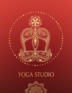 Ornament beautiful card with Vector yoga