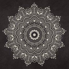 Ornament black white card with mandala