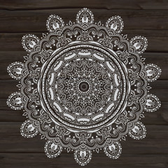 Ornament black white card with mandala