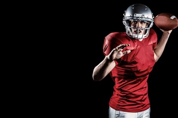 Composite image of american football player throwing ball
