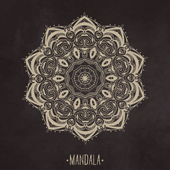 Ornament black white card with mandala