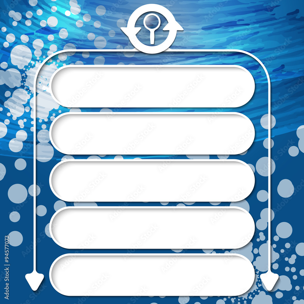 Poster five frames for your text and circular arrows and magnifier