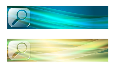 Fototapeta premium Set of two banners with waves and transparent magnifier