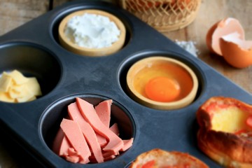 cooking baked bread ham cheese