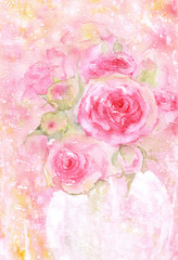 watercolor pink roses