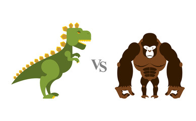 Godzilla vs King Kong. Battle monsters. Big wild monkey and scar