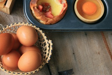 cooking baked bread ham cheese