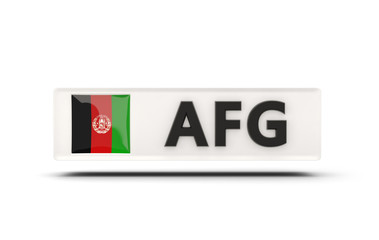 Square icon with flag of afghanistan