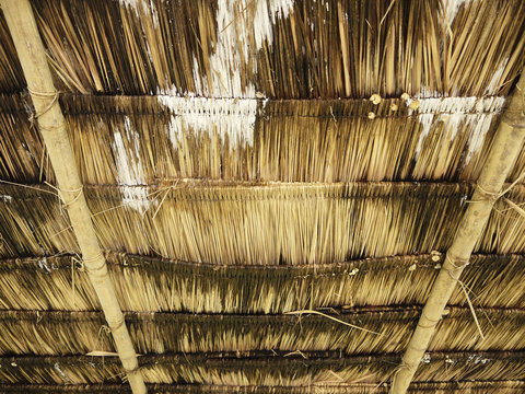 grunge texture of hay stack roof in Thailand