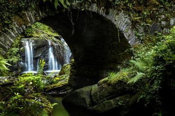 Petite cascade sous un pont