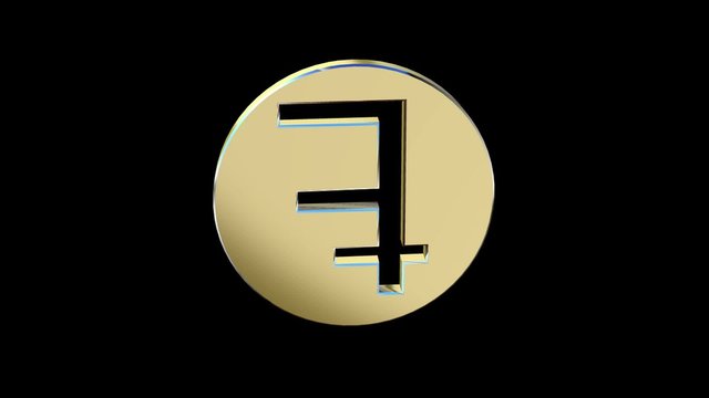 golden franc currency symbol money rotates on a black background