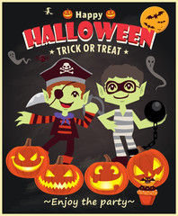 Fototapeta na wymiar Vintage Halloween poster design