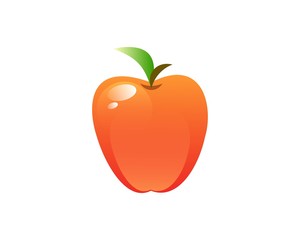 Illustration with red apple over a white background