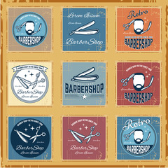 Design elements for icons, logos, illustrations, a barbershop
