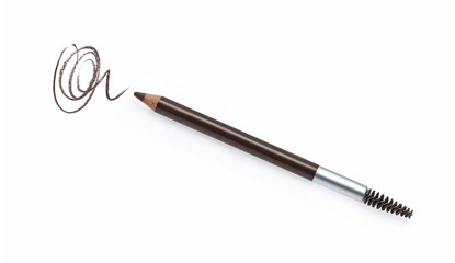 Cosmetic pencil and stroke isolated on white  