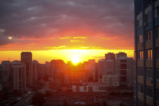 Beautiful Cityscape Sunset at Novosibirsk. 