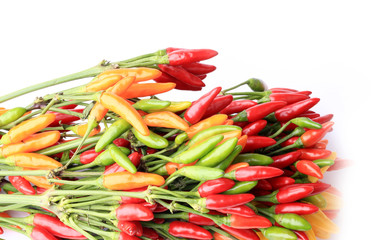 hot chili peppers isolated on white background